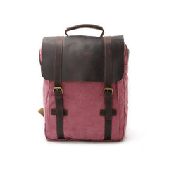 Cool Canvas Leather Mens Laptop Backpack Canvas Travel Backpack Canvas School Backpack for Men - iwalletsmen