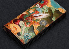 Handmade Leather White Jambhala Mens Chain Biker Wallet Cool Leather Wallet With Chain Wallets for Men