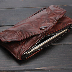 Handmade Mens Cool Long Leather Chain Wallet Cards Biker Trucker Wristlet Wallet - iwalletsmen