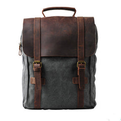 Cool Mens Canvas Leather Travel Backpack Canvas Backpack Canvas School Bag for Men - iwalletsmen