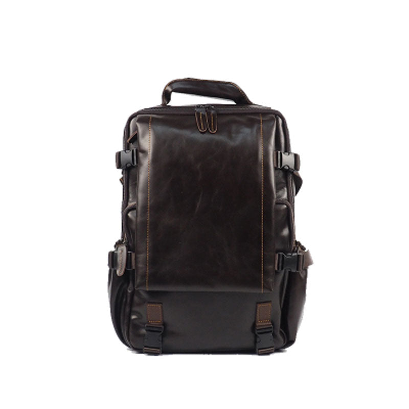 Cool Mens Leather 15inch Laptop Backpack Satchel Backpack Leather School Backpack for Men - iwalletsmen