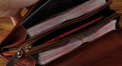 Handmade Genuine Leather Mens Clutch Cool Fashion Wallet Clutch Wristlet Wallet for Men