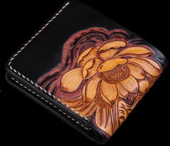 Handmade Leather Carp Mens billfold Wallet Cool Leather Wallet Slim Wallet for Men - iwalletsmen
