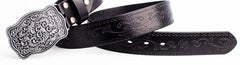 Handmade Genuine Leather Punk Rock Floral Mens Cool Men Biker Trucker Leather Belt