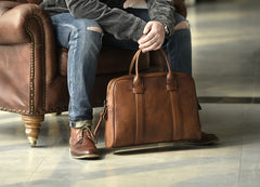 Genuine Leather Mens Cool Messenger Bag Briefcase Work Bag Business Bag for men