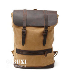 Cool Canvas Leather Mens School Backpack Laptop Backpack Canvas Travel Backpack Canvas for Men - iwalletsmen