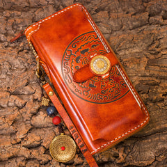 Handmade Leather Mens Chain Biker Wallet Cool Leather Wallet Long Phone Wallets for Men - iwalletsmen