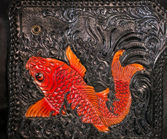 Handmade Leather Carp Mens Chain Biker Wallet Cool Leather Wallet With Chain Wallets for Men