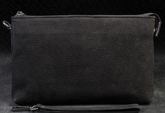 Handmade Leather Mens Clutch Cool Slim Wallet Zipper Clutch Wristlet Wallet for Men