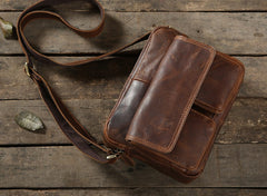 Handmade Leather Mens Cool Shoulder Bag Messenger Bag Chest Bag Bike Bag Cycling Bag for men