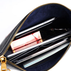 Handmade Leather Mens Cool Embroidery Wallet Zipper Clutch Wristlet Wallet for Men - iwalletsmen