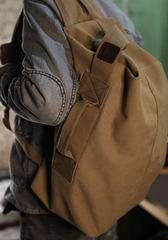 Khaki Canvas Mens Large Backpack Travel Backpack Canvas Barrel Backpack Bucket Backpack For Men - iwalletsmen