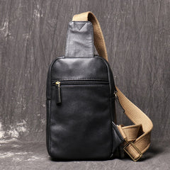 Cool Leather Sling Pack Black Leather Sling Bag Cool Sling Crossbody Packs For Men