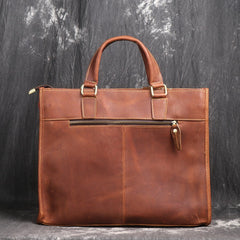 Coffee Leather Mens 14 inches Laptop Briefcase Brown Work Handbag Business Bag For Men