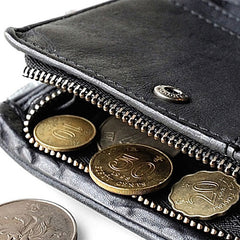 Genuine Leather Mens Cool billfold Leather Wallet Men Small Wallets Bifold for Men