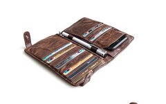 Genuine Leather Mens Cool billfold Leather Wallet Men Cards Wallets Bifold for Men