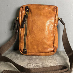 Genuine Leather Mens Cool Chest Bag Sling Bag Crossbody Bag Travel Bag Hiking Bag for men