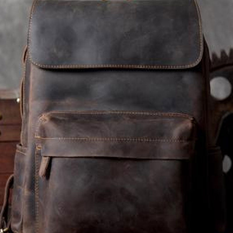 Genuine Leather Mens Cool Backpack Sling Bag Large Travel Bag Hiking Bag for men