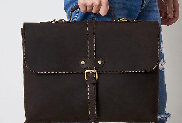 Vintage Mens Leather Briefcase Business Handbag Shoulder Bags For Men - iwalletsmen
