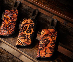 Handmade Leather Biker Mens Cool Car Key Wallet Coin Wallet Pouch Car KeyChain for Men