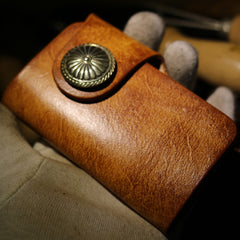 Handmade Leather Mens Cool Key Wallet Car Key Holder Car Key Case for Camel Men - iwalletsmen