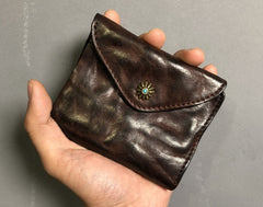 Handmade Leather Mens Cool billfold Leather Wallet Men Small Wallets Trifold for Men