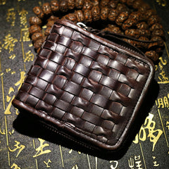 Handmade Leather Braided Mens billfold Wallet Cool Leather Wallet Slim Wallet for Men