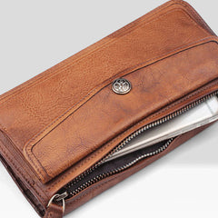 Handmade Leather Mens Cool Long Leather Wallet Bifold Clutch Wallet for Men - iwalletsmen
