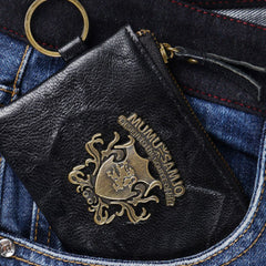 Handmade Leather Mens Chain Biker Wallet Cool Leather Wallet Zipper billfold Wallets - iwalletsmen