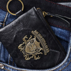 Handmade Leather Mens Chain Biker Wallet Cool Leather Wallet Zipper billfold Wallets