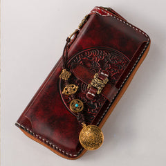 Handmade Leather Mens Chain Biker Wallet Cool Leather Wallet Long Phone Wallets for Men - iwalletsmen
