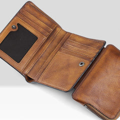 Handmade Leather Mens Chain Biker Wallet Cool Leather Wallet Trifold billfold Wallets - iwalletsmen