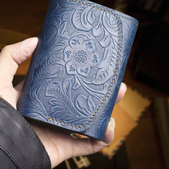Blue Leather Wallet for Keys wallet and key organizer​ Mens Key Wallet Car Key Wallet Trifold Key Wallet Holder Key Case Wallet