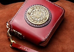 Handmade Leather Mens Chain Biker Wallet Cool Leather Wallet Small Wallets for Men