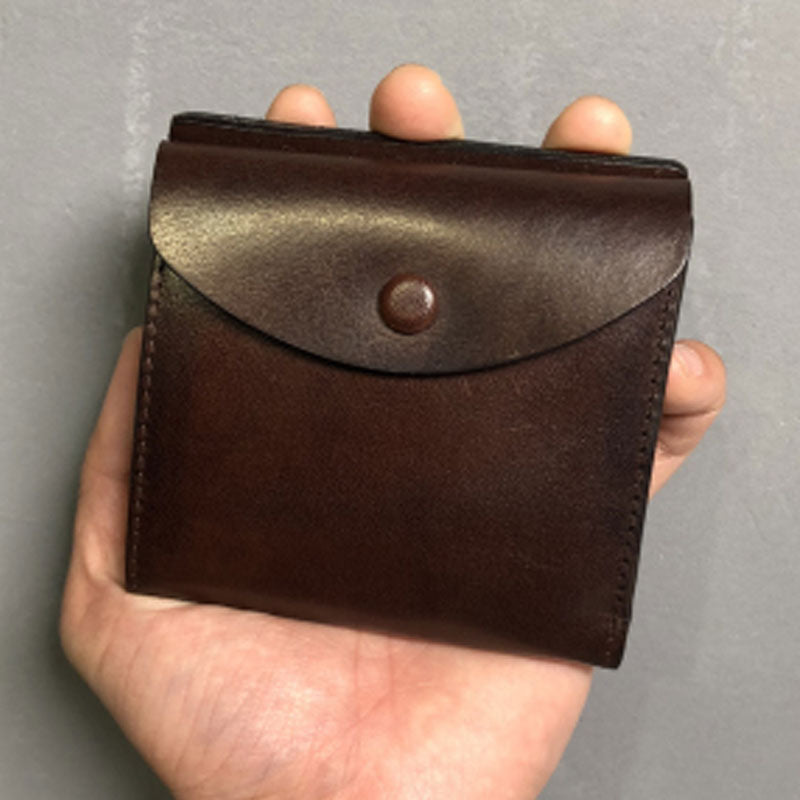 Handmade Genuine Leather Mens Cool Slim Leather Wallet Men Small Wallets Bifold for Men