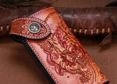 Handmade Leather Kylin Mens Chain Biker Wallet Cool Leather Wallet With Chain Wallets for Men
