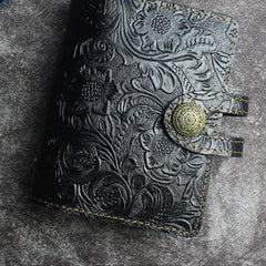 Handmade Leather Floral Mens Cool billfold Wallet Card Holder Small Card Slim Wallets for Men