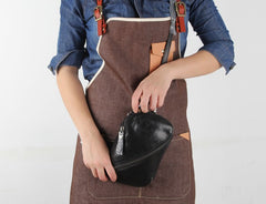 Handmade Genuine Leather Mens Cool Chest Bag Sling Bag Crossbody Bag Travel Bag Hiking Bag for men