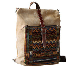 Vintage Canvas Leather Travel Bag Mens Backpack Canvas Canvas School Bag for Men - iwalletsmen