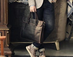 Genuine Leather Mens Cool Messenger Bag Briefcase Work Bag Business Bag for men