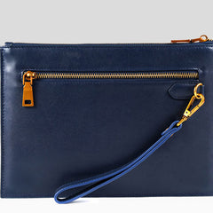 Handmade Leather Mens Clutch Cool Slim Wallet Zipper Clutch Wristlet Wallet for Men - iwalletsmen