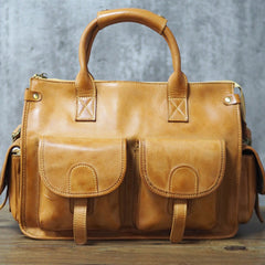 Vintage Leather Mens Travel Bag Overnight Bag Work Handbag Business Bag for Men - iwalletsmen