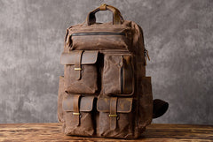 Oil Wax Canvas Mens Cool Backpack Sling Bag Large Sport Bag Travel Bag Hiking Bag for men