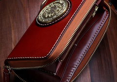 Handmade Leather Mens Chain Biker Wallet Cool Leather Wallet Long Phone Wallets for Men