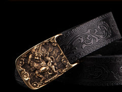 Handmade Genuine Leather Mens Belt Custom Cool Leather Men Black Belt for Men