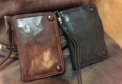 Genuine Leather Mens Chain Biker Wallet Cool Leather Wallet Small Wallets for Men