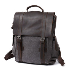 Mens Canvas Leather Backpack Canvas Travel Backpack Canvas School Backpacks for Men - iwalletsmen