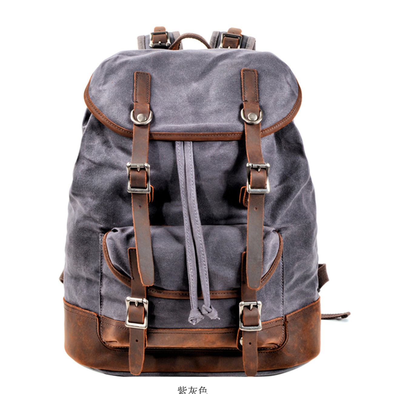 Waxed Canvas Leather Mens Waterproof Travel Green Backpack 15'' Computer Backpack for Men - iwalletsmen