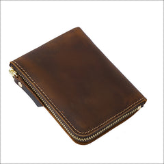 Leather Small Mens Wallet Zipper billfold Front Pocket Wallet Card Wallet Small Wallet for Men - iwalletsmen