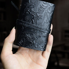 Handmade Leather Floral Mens Cool billfold Wallet Card Holder Small Card Slim Wallets for Men